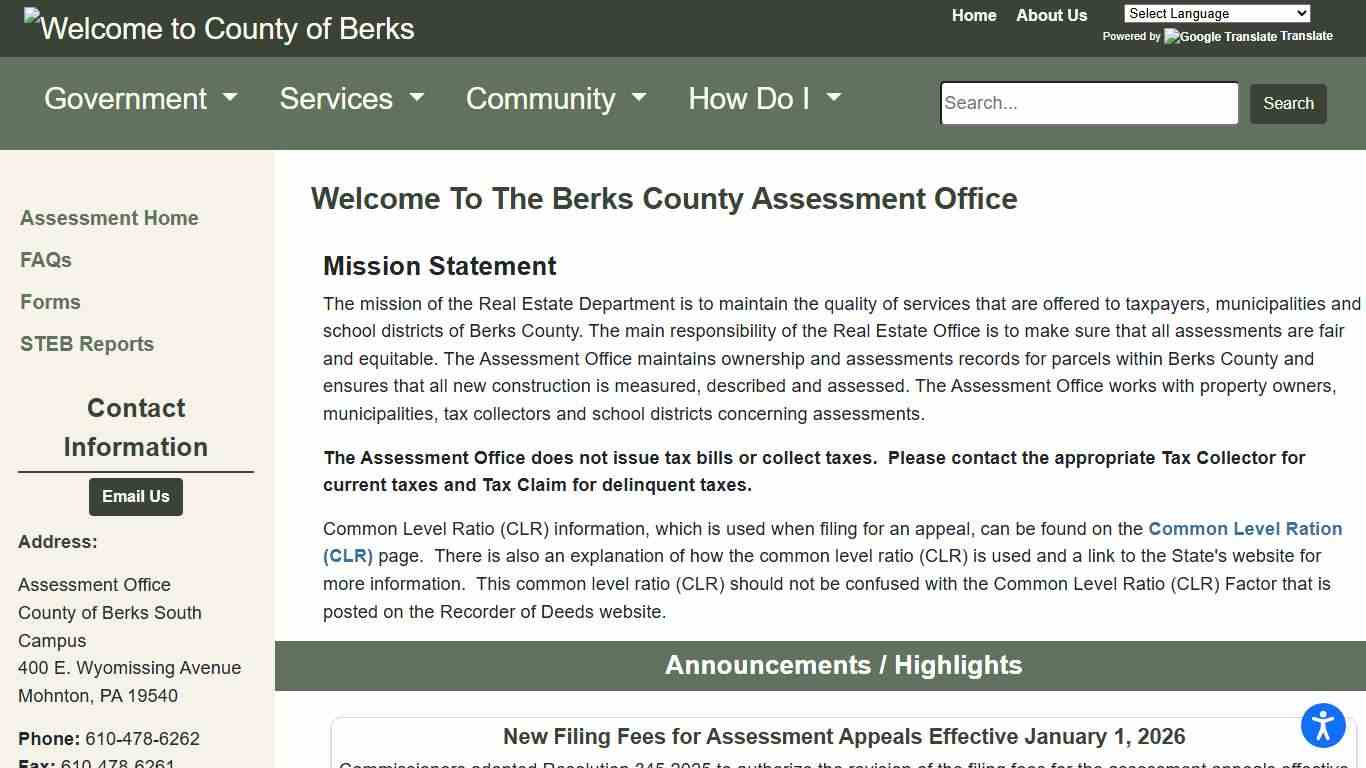 Berks County - Assessment