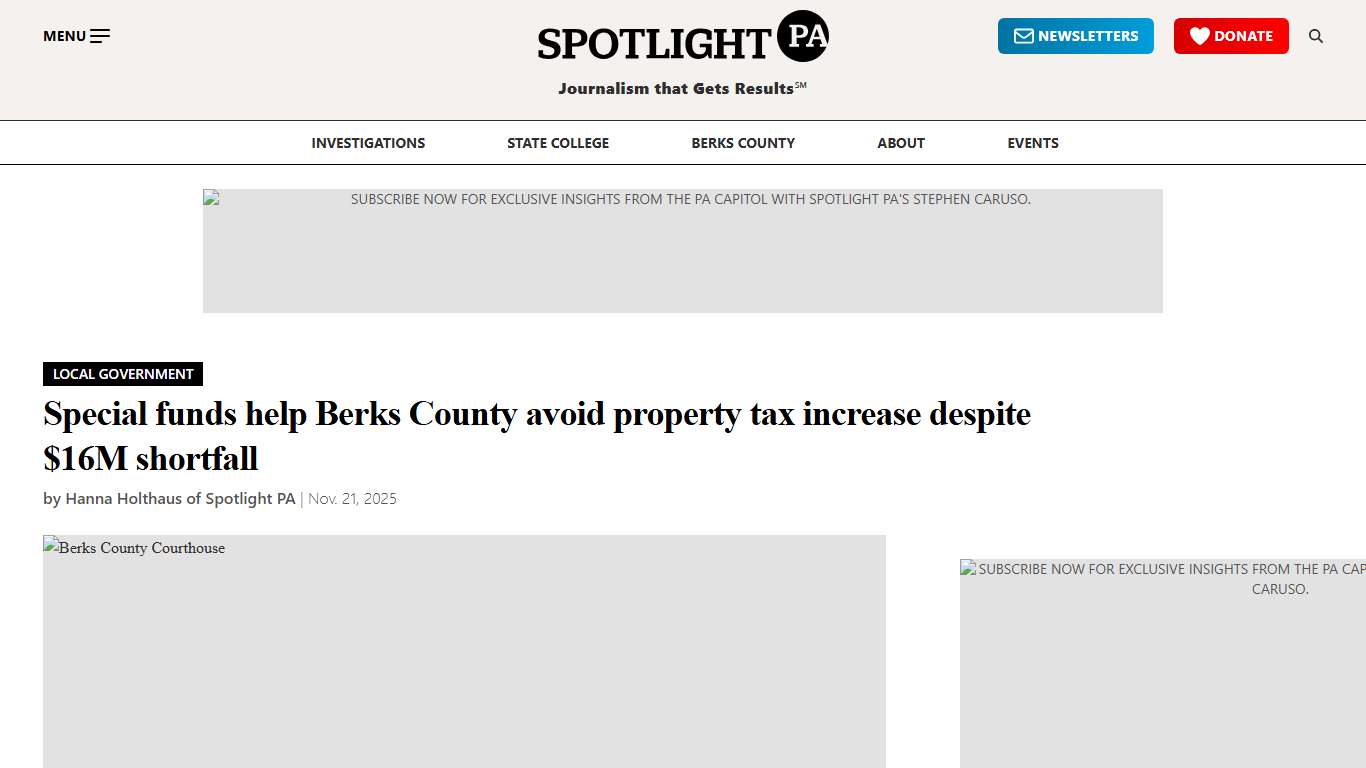 Berks County won’t raise property taxes despite shortfall • Spotlight PA
